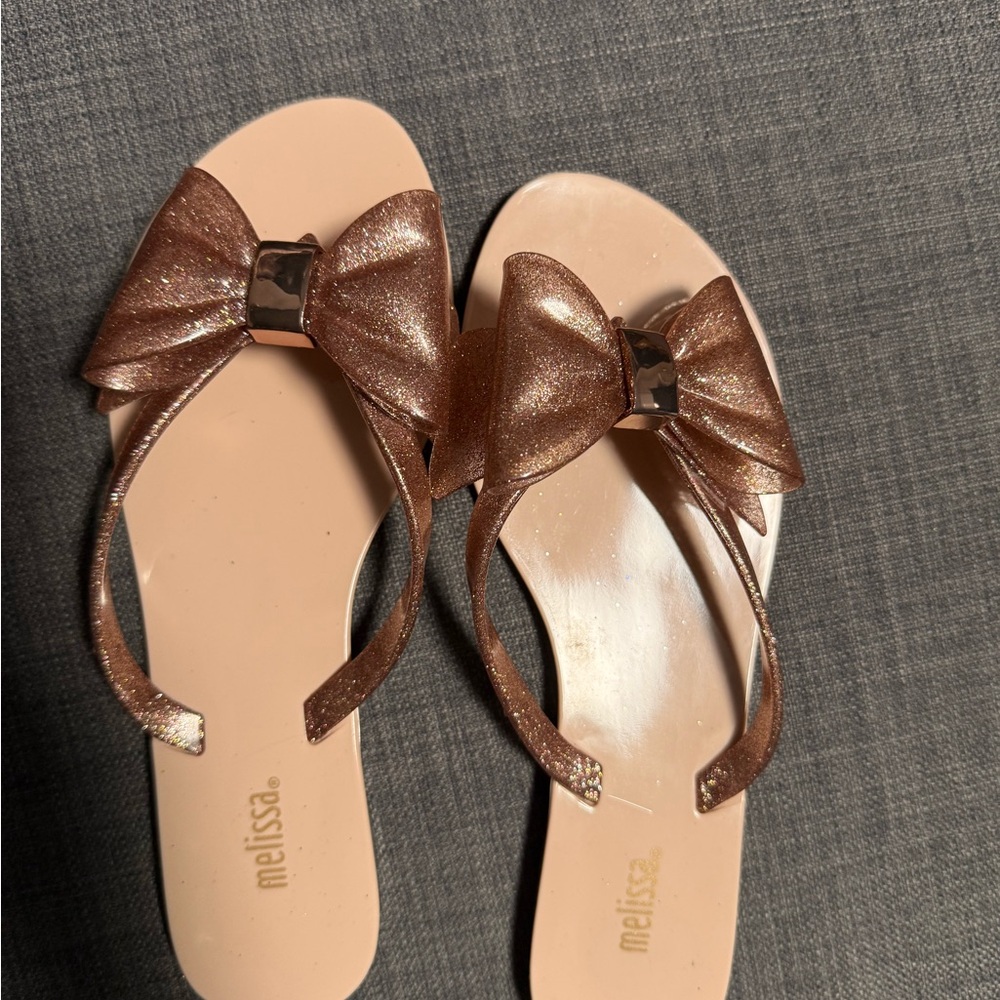 Melissa Harmonic Xlll Pink Sparkle Jelly Women's Glitter Bow Sandals